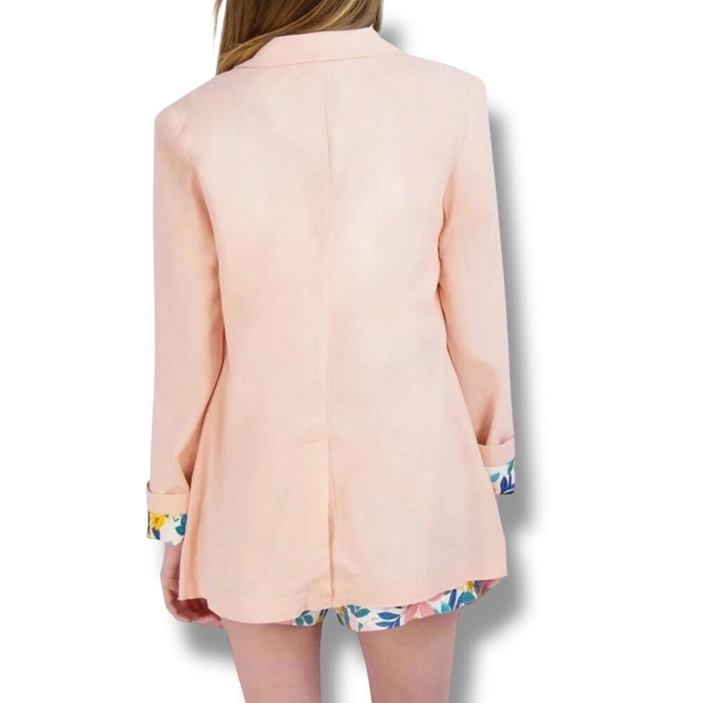 BCBGeneration linen boyfriend peach & floral blazer NEW - Picture 2 of 9